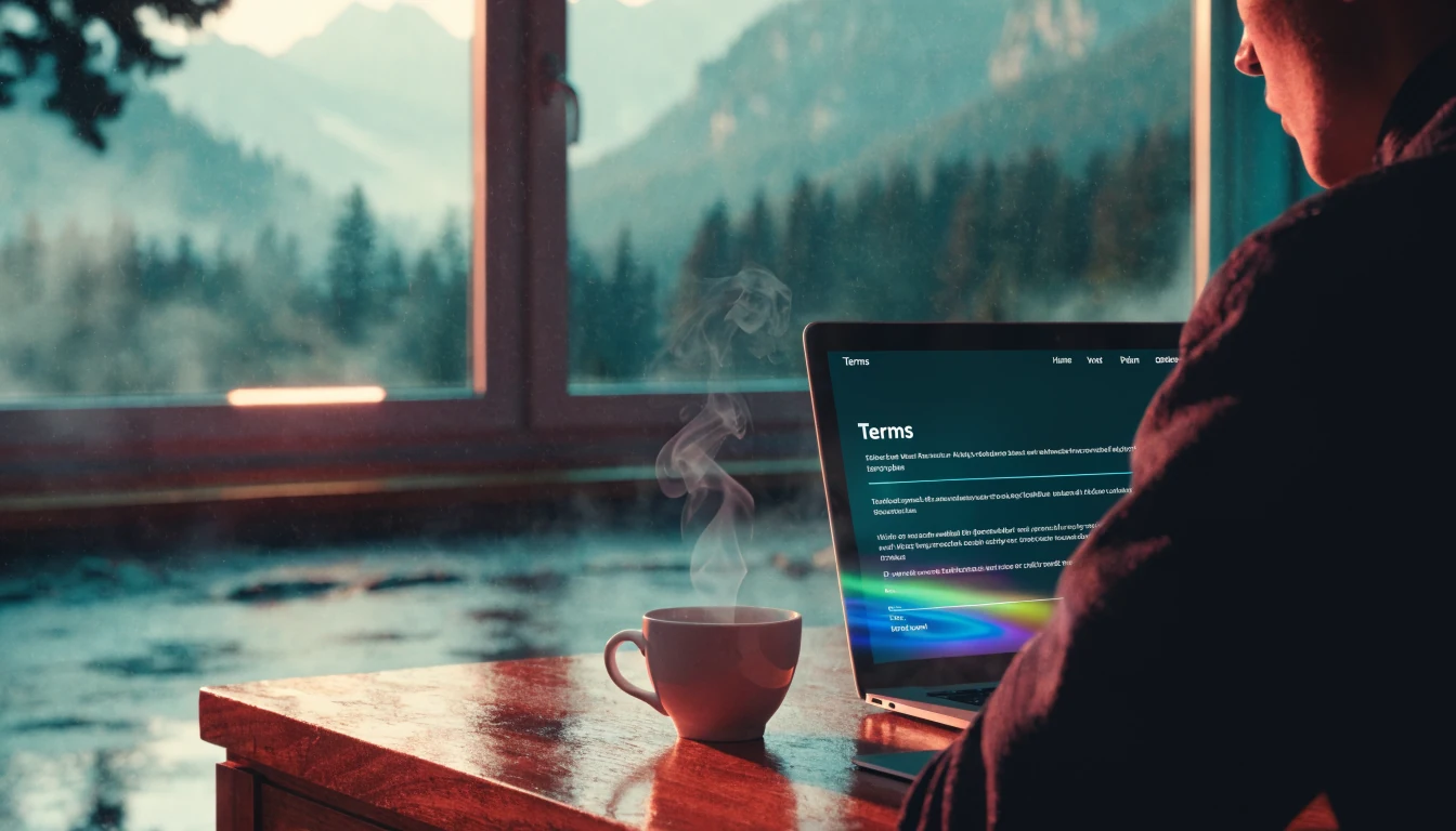 Gemütliches Schweizer Büro mit Laptop und Bergblick